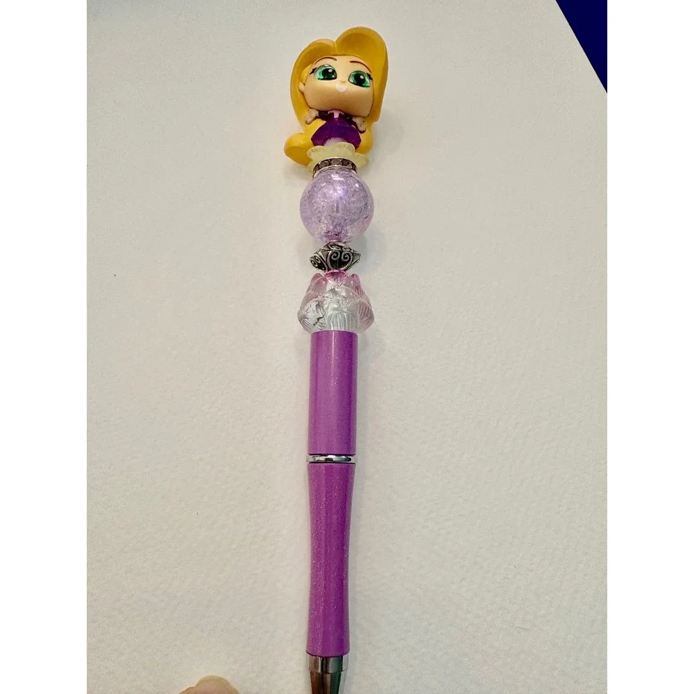 Disney Doorables Rapunzel Beaded Pen Purple Glitter Tangled Character Pen